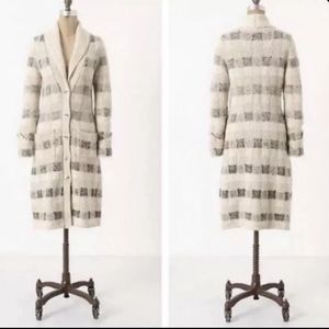 Anthropologie Far Away From Close Bent Plaid Sweater Coat S EUC!